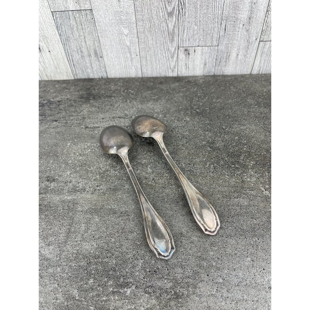 VTG WM A Rodgers 1910 Abington Pattern Serving Spoons Silver Plate Set of 2 - Picture 3 of 5